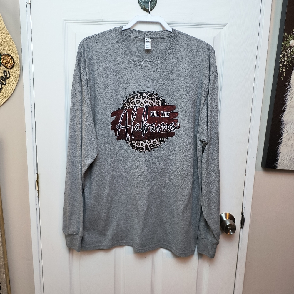 Jerzees Gray Alabama Graphic Long Sleeve Tee